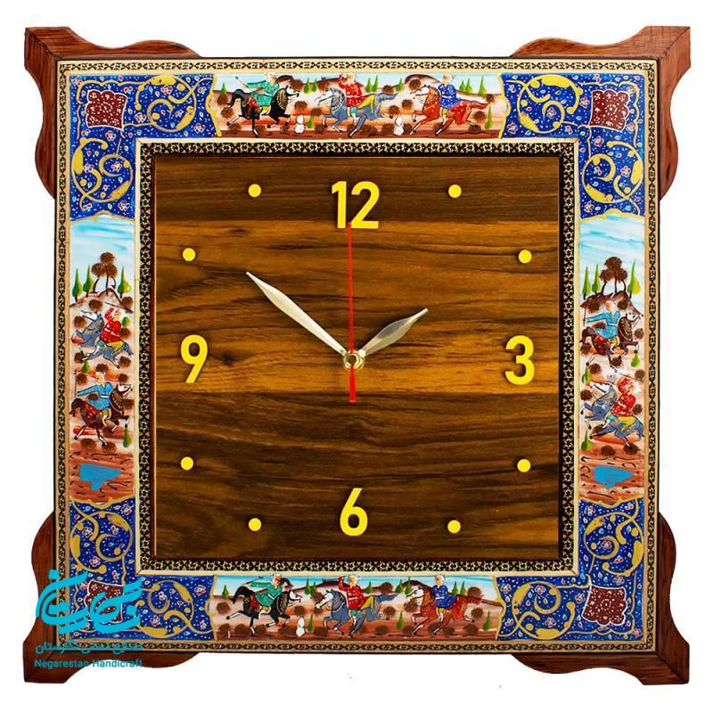 ساعت دیواری 40 سانتی با قاب نقاشی و صفحه چوبی